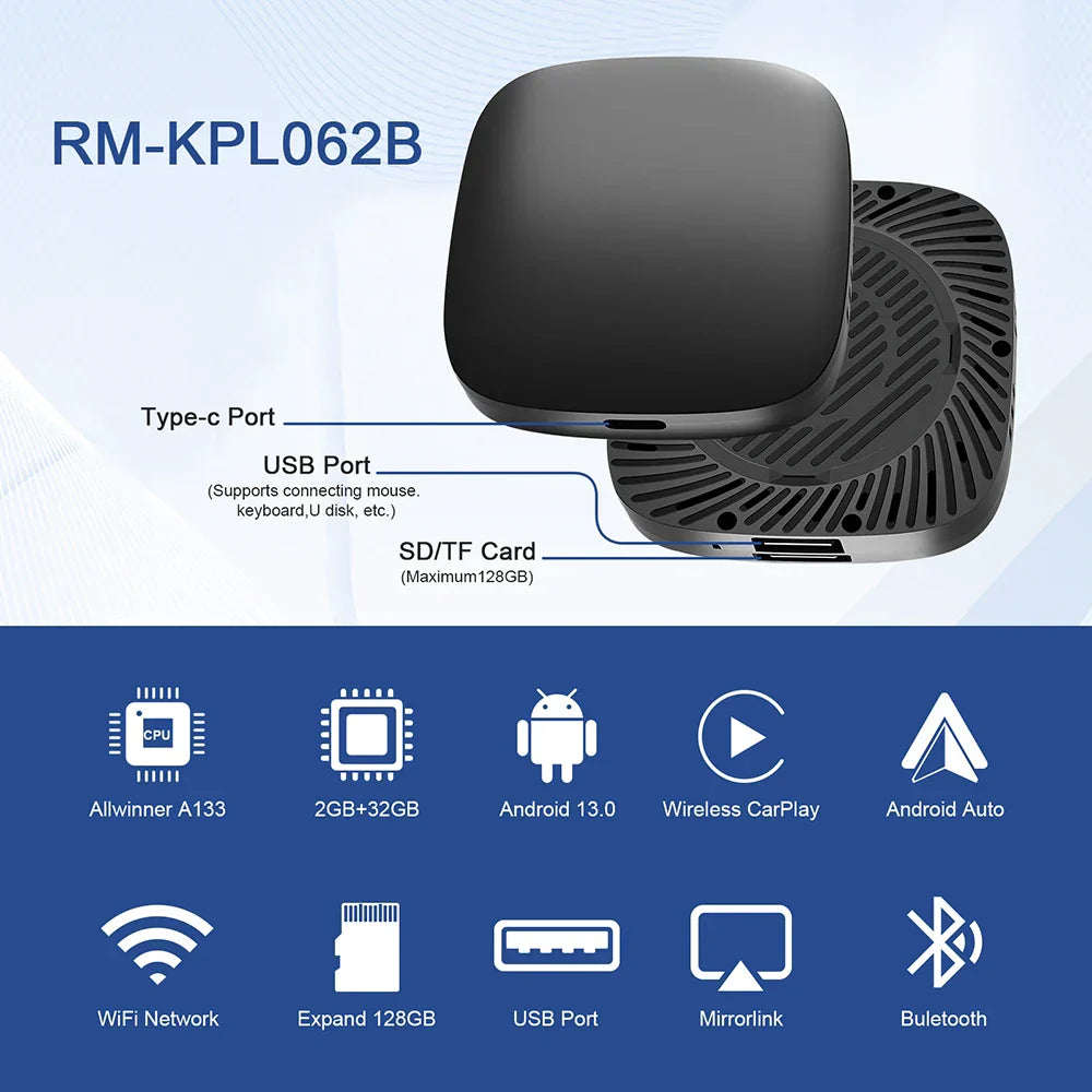 Android 13 Carplay AI Box Wireless Carplay Android Auto WiFi Support Netflix Youtube For Nissan VW Toyota Mazda Hyundai Ford MG
