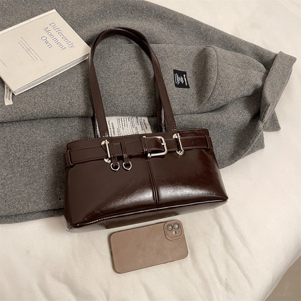 MOODS Belt Buckle Design Shoulder Satchels Bag For Women 2025 New In Luxury Designer Handbags Branded Fashion Totes With Pendant