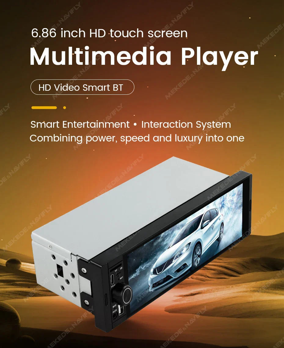 NaviFly 6.86'' 1Din Car Radio Multimedia Player MP5 FM Radio Wireless/Wired Carplay Android Auto Car Stereo 1 din 1280*480
