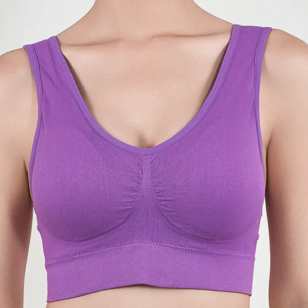 Women Breathable Sports Bra Absorb Sweat Shockproof Padded Gym Running Fitness Double Layer Seamless Yoga Sports Bras Underwear