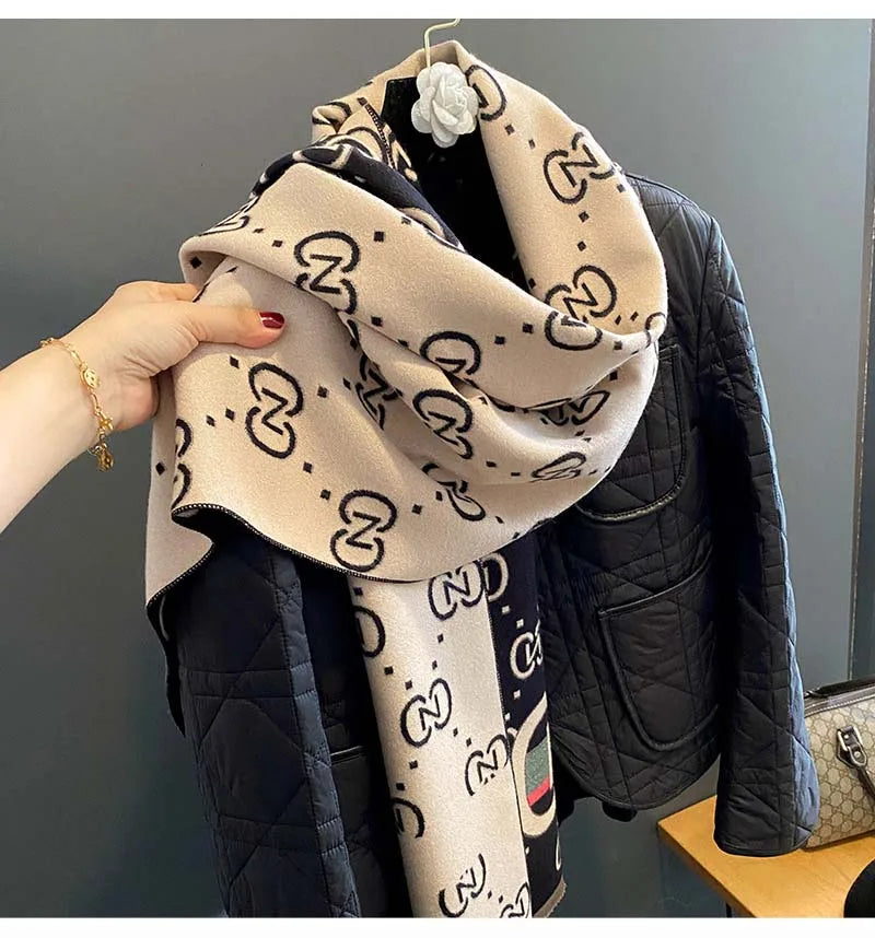 Fashion Double Sides Letters Good Acrylic Cashmere Scarf Shawl Winter Neckerchief Women Summer Travel Cape Wraps Long