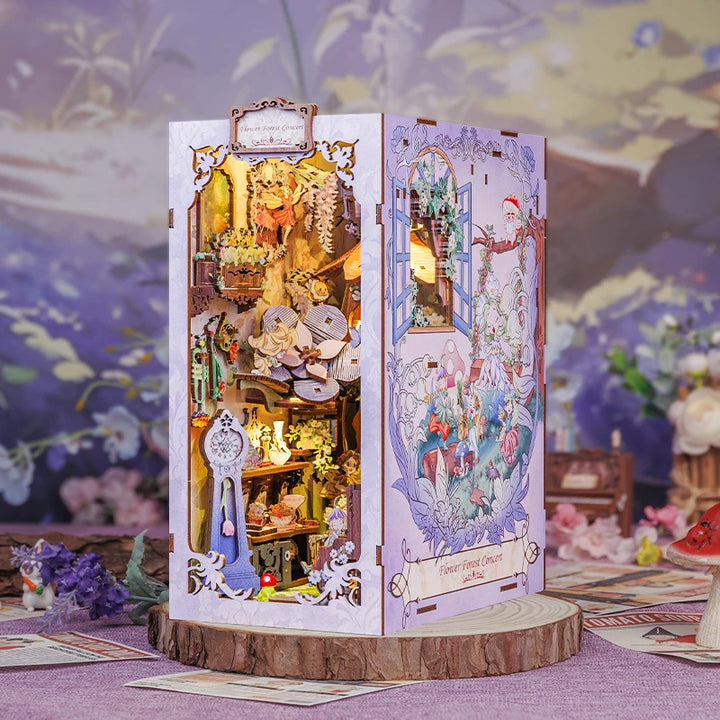 CUTEBEE Bookstore Book Nook with Light DIY Miniature Wooden Dollhouse for Decor Gift Bookshelf Insert Kit 3D Puzzle