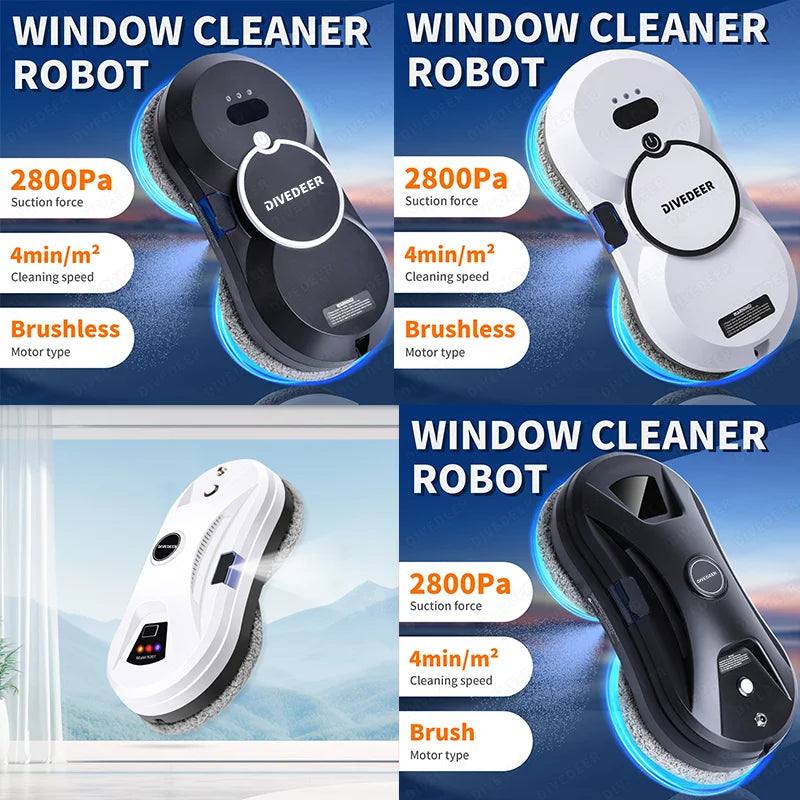 DIVEDEER Home intelligent cleaning robot with automatic water spraying function, anti drop magnetic glass cleaning machine