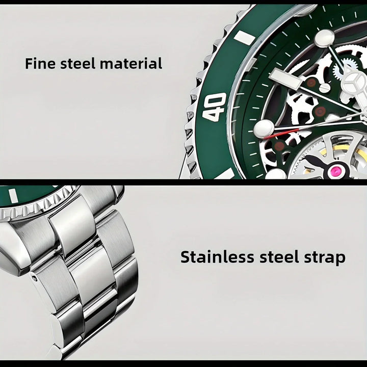 1pc men's quartz watch, mechanical watch shape, big brand design, rotating bezel, business, daily wear. Valentine's Gift