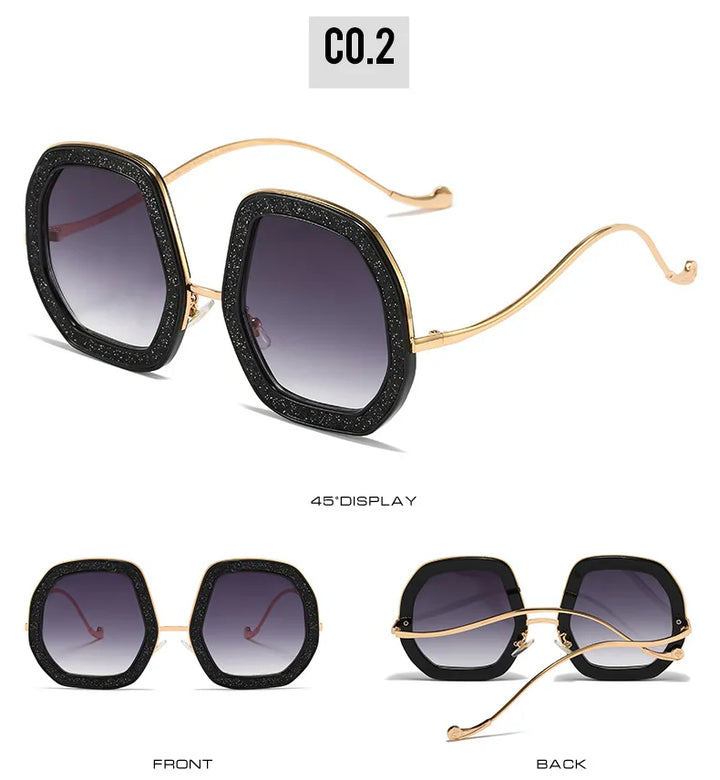Big Frame Crystal Sun Glasses Women Cooling Designer Women Luxury Shades Lunette De Soleil Femme Googles Sunglasses Women 2022