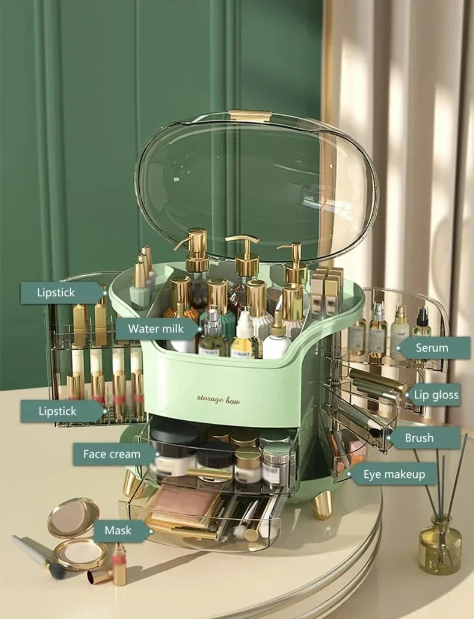Transparent Desktop Makeup Organizer