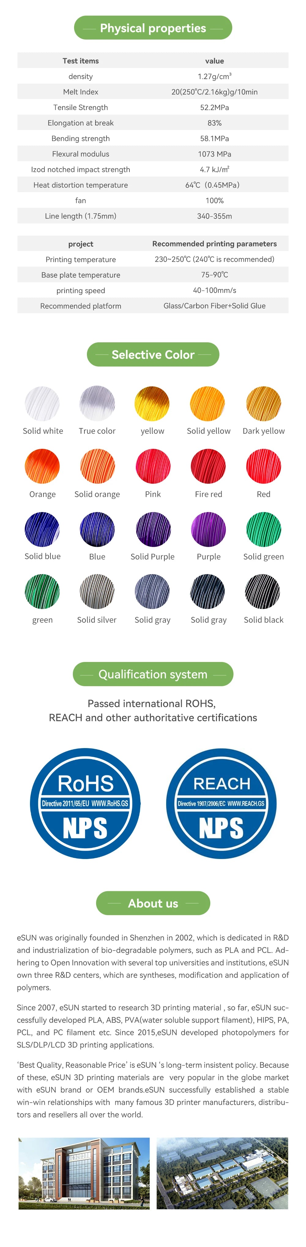 eSUN 3D Printer Filament PETG 1.75mm 1kg/2.2lbs Plastic Filament Consumables PETG 3D Printing Material for 3D Printer