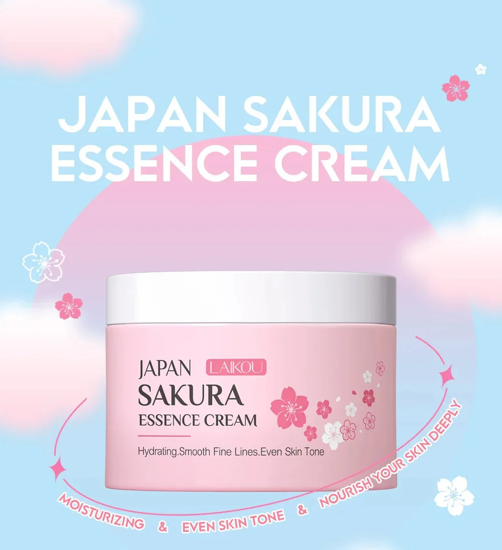 Japan Sakura Wrinkle Remover Face Serum Cream Anti-Aging Fade Fine Lines Lift Firming Vitamin C Whitening Rejuvenation Skin Care