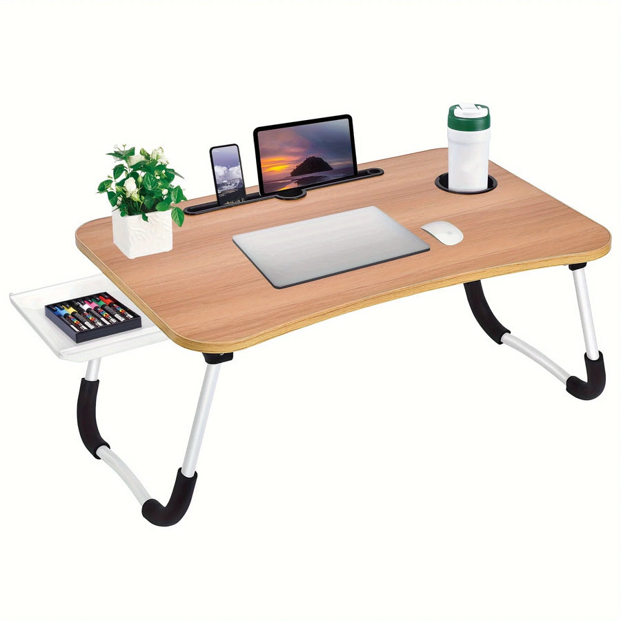 Foldable Laptop Bed Table with Storage