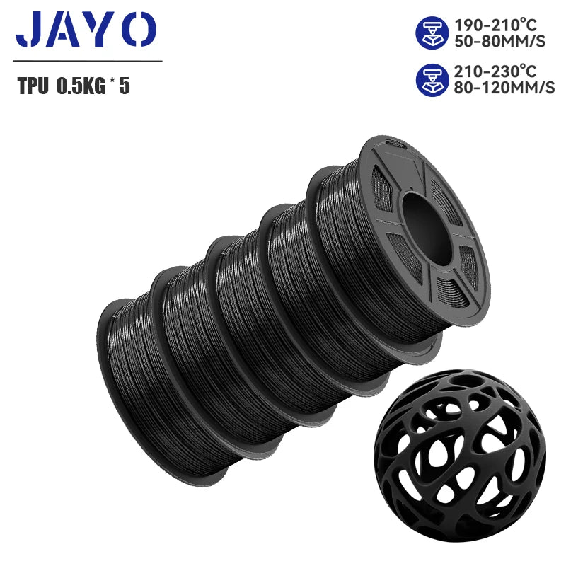 JAYO 5Rolls JAYO TPU SILK 98A 3D Filament Flexible 1.75mm+/-0.02mm 3D Printer SILK Texture Smooth High Quality New Fast Shipping