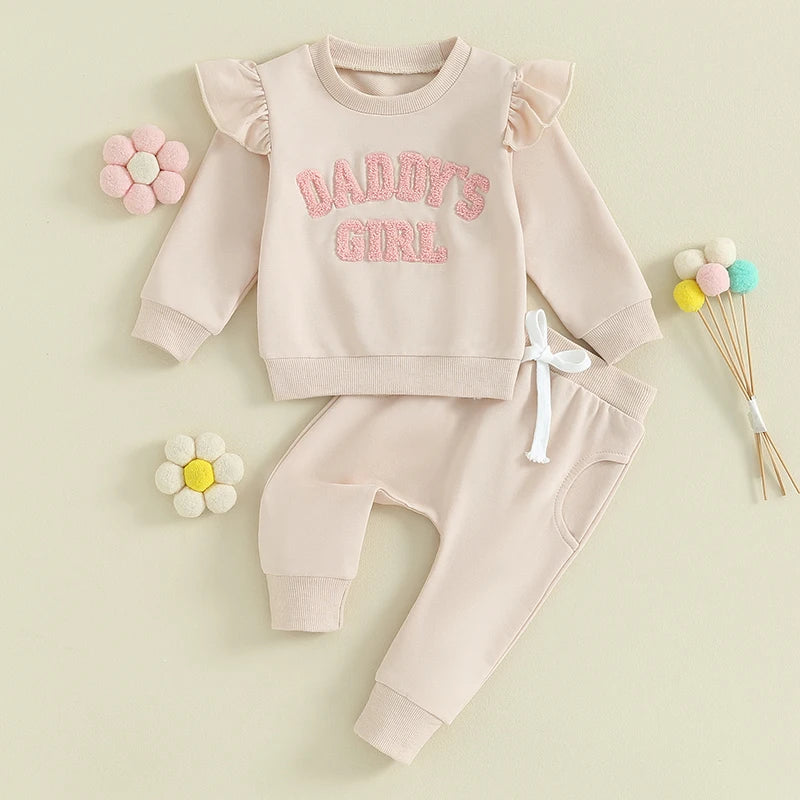2023-09-27 Lioraitiin 0-3Y Baby Girl Clothes Daddys Girl Long Sleeve Crewneck Sweatshirt Top Casual Pants Fall Winter Outfits