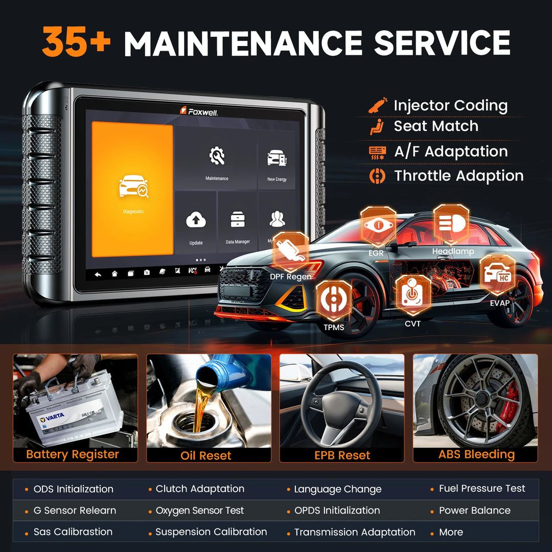 FOXWELL NT1009 10.1 inch OBD2 Car Scanner ECU Coding Active Test Guided Functions OE All System OBD2 Automotive Diagnosis Tools