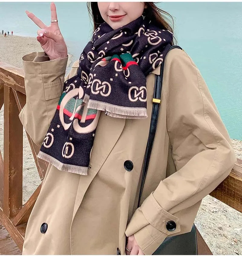 Fashion Double Sides Letters Good Acrylic Cashmere Scarf Shawl Winter Neckerchief Women Summer Travel Cape Wraps Long
