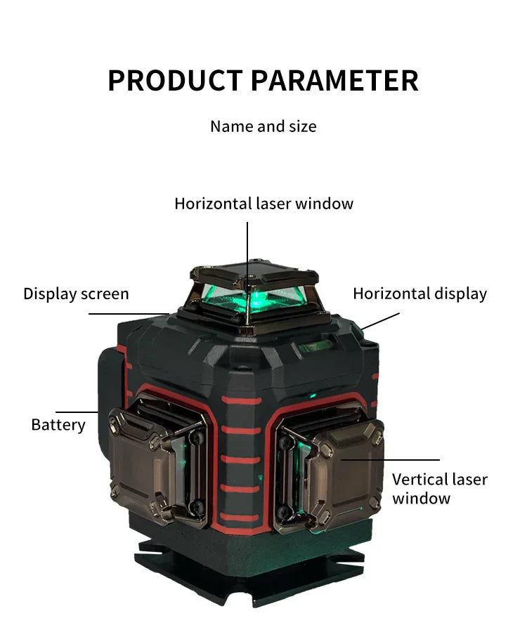 Milwaukee 4D 16 Lines Green Beam 360° Self-leveling Laser Levels Horizontal And Vertical Professional Laser Level Tool