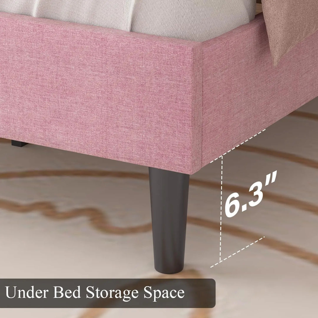 Pink Upholstered Twin Bed Frame