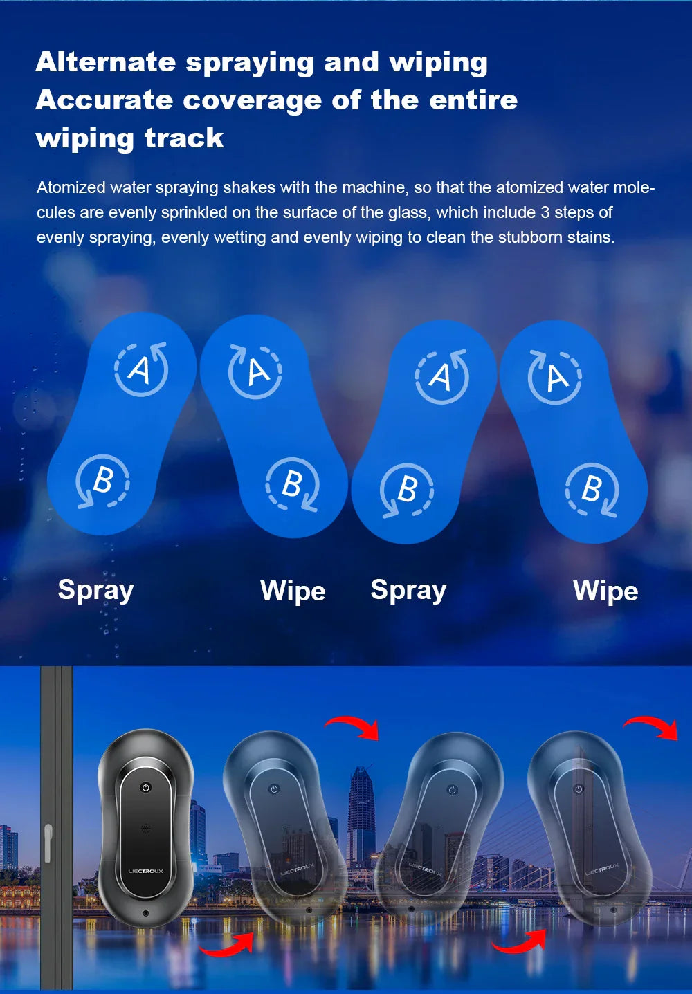 Window Cleaning Robot Liectroux YW810,Dual Water Spray,Smart Memory, Laser Sensor,Home Glass Floor Wall Robot Window Cleaner