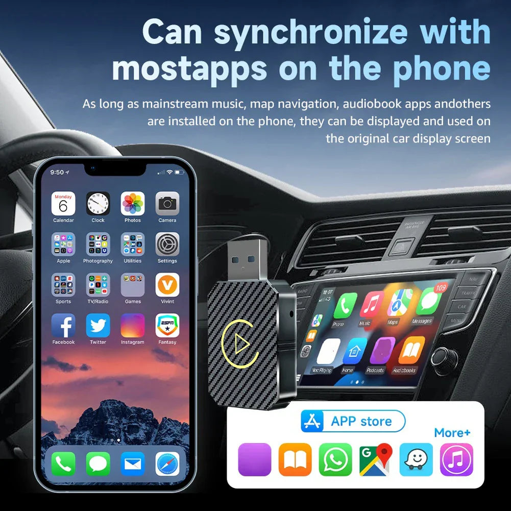 CarPlay AI Box BT WiFi Wireless Carplay Android Auto Adapter 2 in 1 Mini Box Plug&Play for OEM Wired CarPlay/Andriod Auto Cars