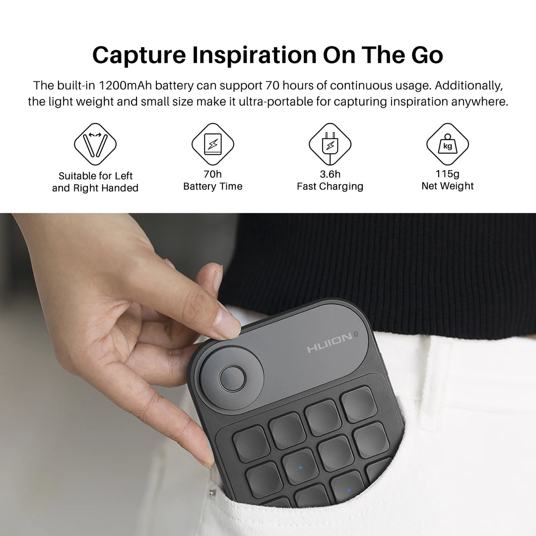 Huion K20 Keydial mini Keyboard for Drawing Tablet, PC and Phone,18 Keys Keyboard + Dial Controller,Upgraded version