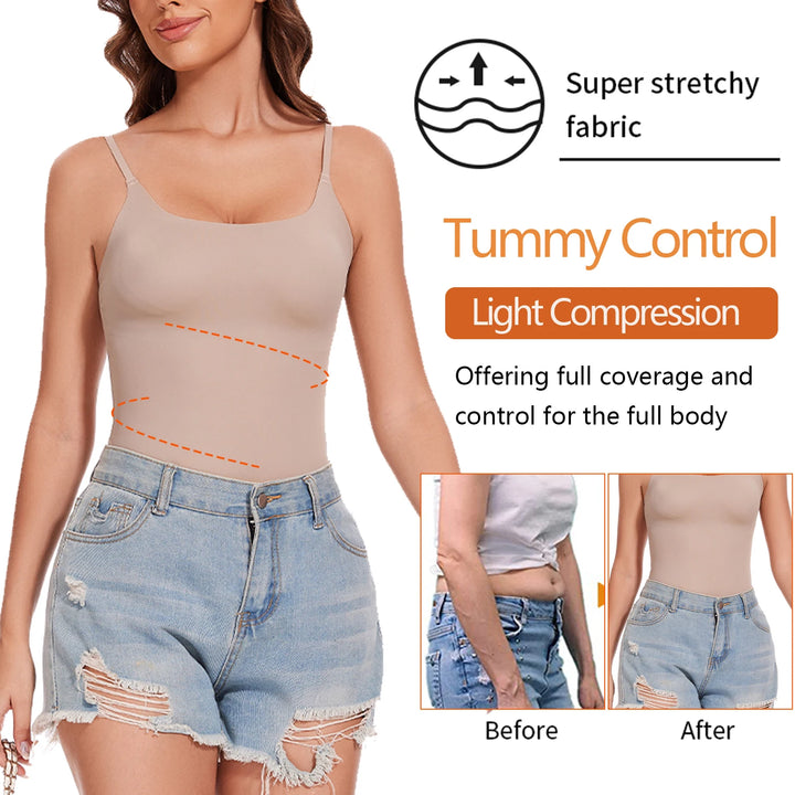 New Tank Tops Camis Women Crew Neck Shapewear Waist Tummy Control Body Camisole Summer Black Nude Smooth Slimming Vest New