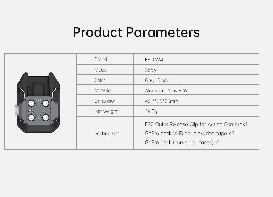Ulanzi FALCAM F22 Quick Release Ballhead /Quick Release Clip for Gopro Action Camera Sports Camera Quick Mounting