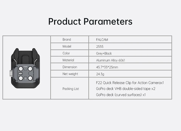 Ulanzi FALCAM F22 Quick Release Ballhead /Quick Release Clip for Gopro Action Camera Sports Camera Quick Mounting