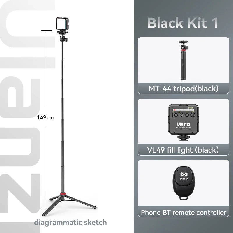 Ulanzi MT-44 Extend Livestream Tripod Stand 42inch Tripod with Phone Mount Holder Vertical Shooting Phone DSlR Camera Tripods