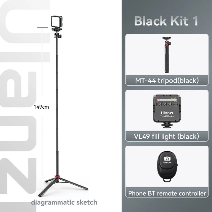 Ulanzi MT-44 Extend Livestream Tripod Stand 42inch Tripod with Phone Mount Holder Vertical Shooting Phone DSlR Camera Tripods