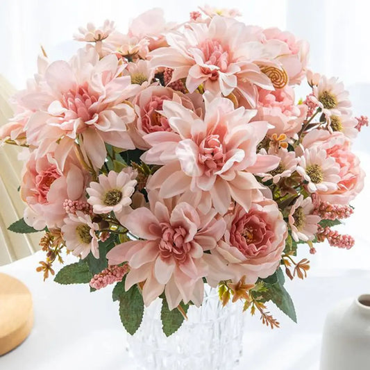 Silk Pompon Roses & Daisy Bouquet