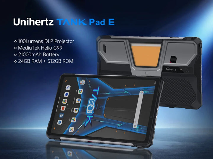 Unihertz 8849 TANK PAD E Rugged Tablet with Projector Android 21000mAh 120Hz 50MP Camera 24GB 512GB 66W 10.95 inch Phone Tablet