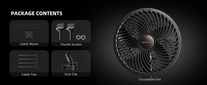 2025 New Spider Farmer 6" Grow Tent Clip Fan EC Motor, 10 Speeds Wind Control 10-Level Wide-Angle Oscillation, Waterproof IP54