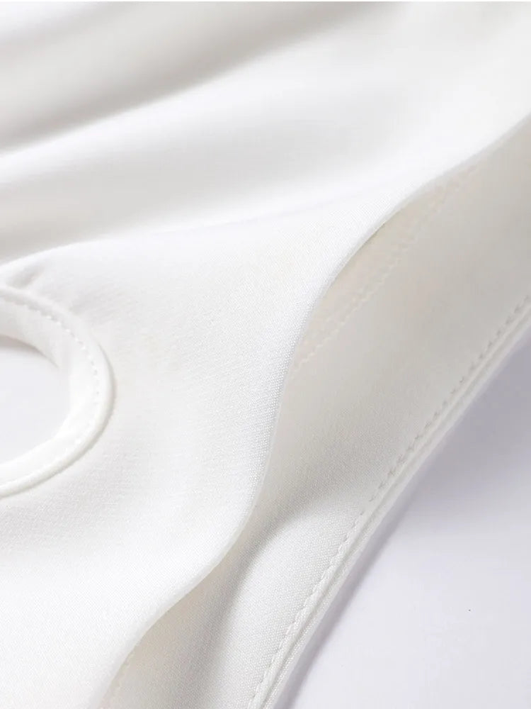 Hollow Out Sleeveless Dress Women Sexy Temperament Waist Cinching Slimming Elastic Summer Round Neck Hip Hugging Short Dress