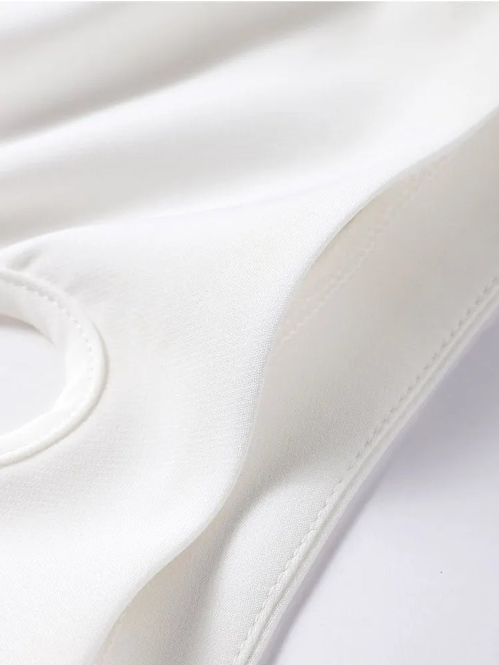 Hollow Out Sleeveless Dress Women Sexy Temperament Waist Cinching Slimming Elastic Summer Round Neck Hip Hugging Short Dress