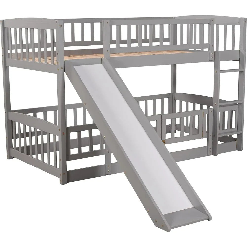 Twin Low Bunk Bed with Slide