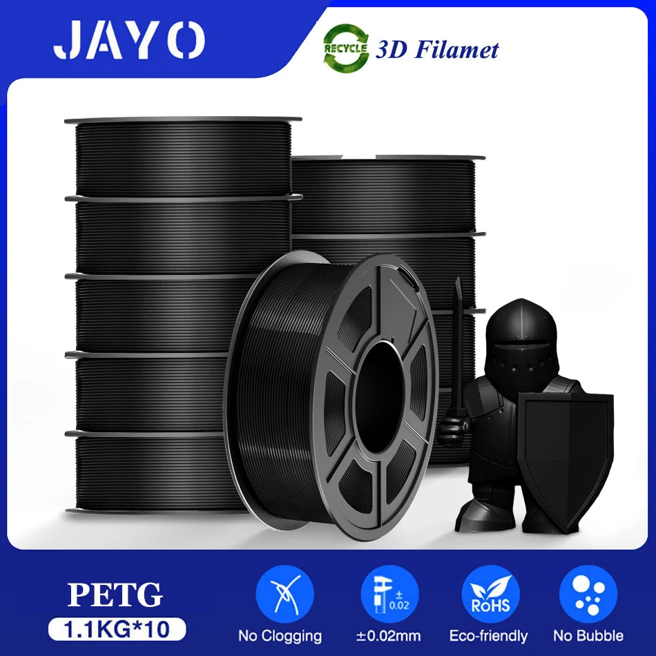 JAYO PLA 3D Filament 1.75MM 10Rolls/set PLA+/Silk PLA/PLA Matte /PETG 3D Printer Filament For FDM Black 3D PrintIng Materials