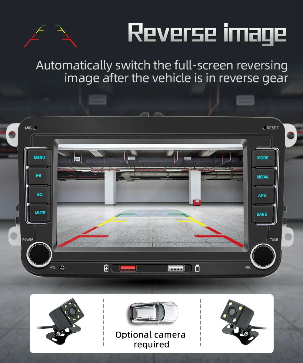 7" 2 Din HD Car Media Video RDS Airplay Car Radio Wireless CarPlay Android Auto Stereo Audio For VW/Seat/Skoda/Passat/Golf/Polo
