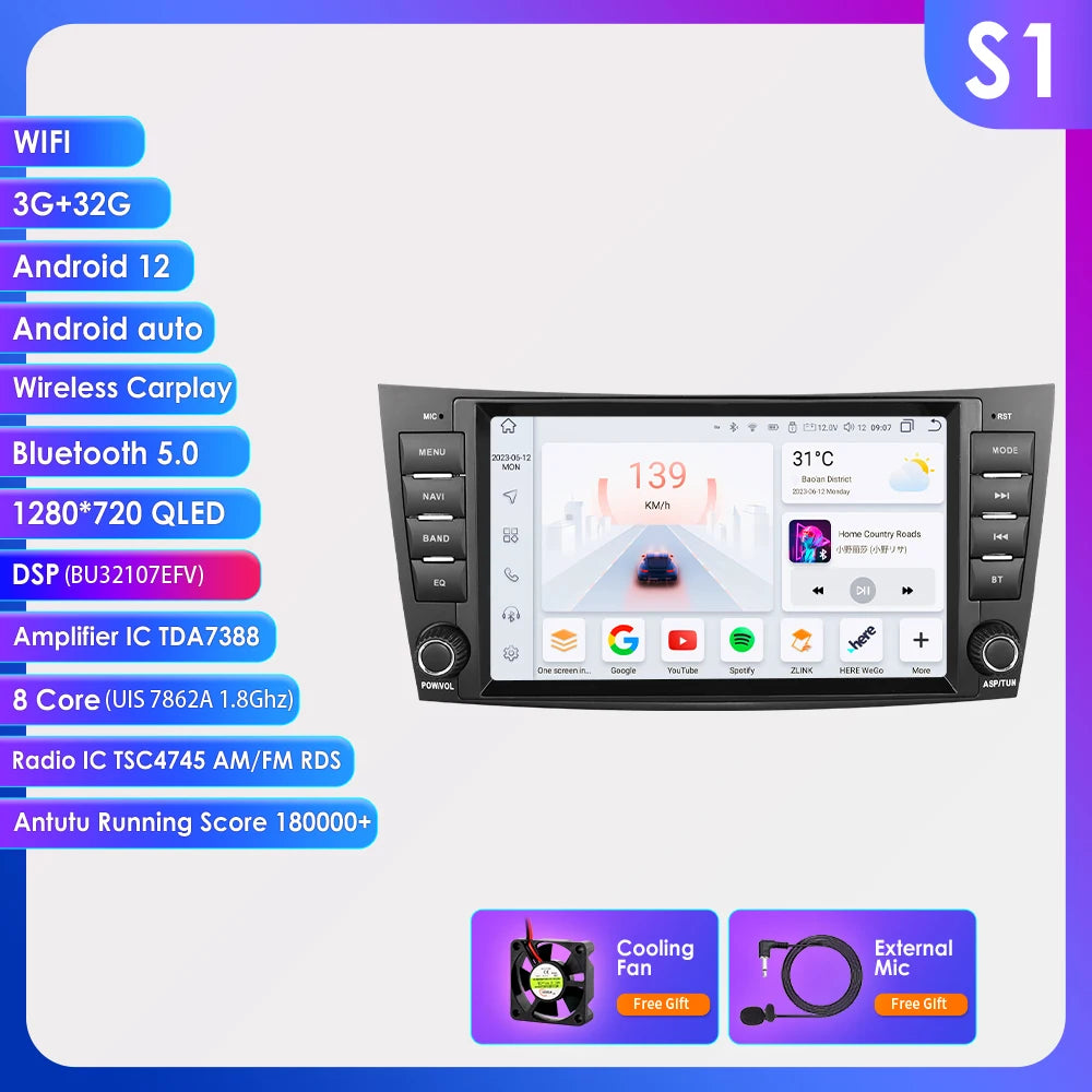 Hizpo 8" Car Radio Stereo For Benz E-Class W211 2002-2009 CLS-CLK-G-Class W463 W209 W219 GPS Navi AI Carplay Multimidia Player