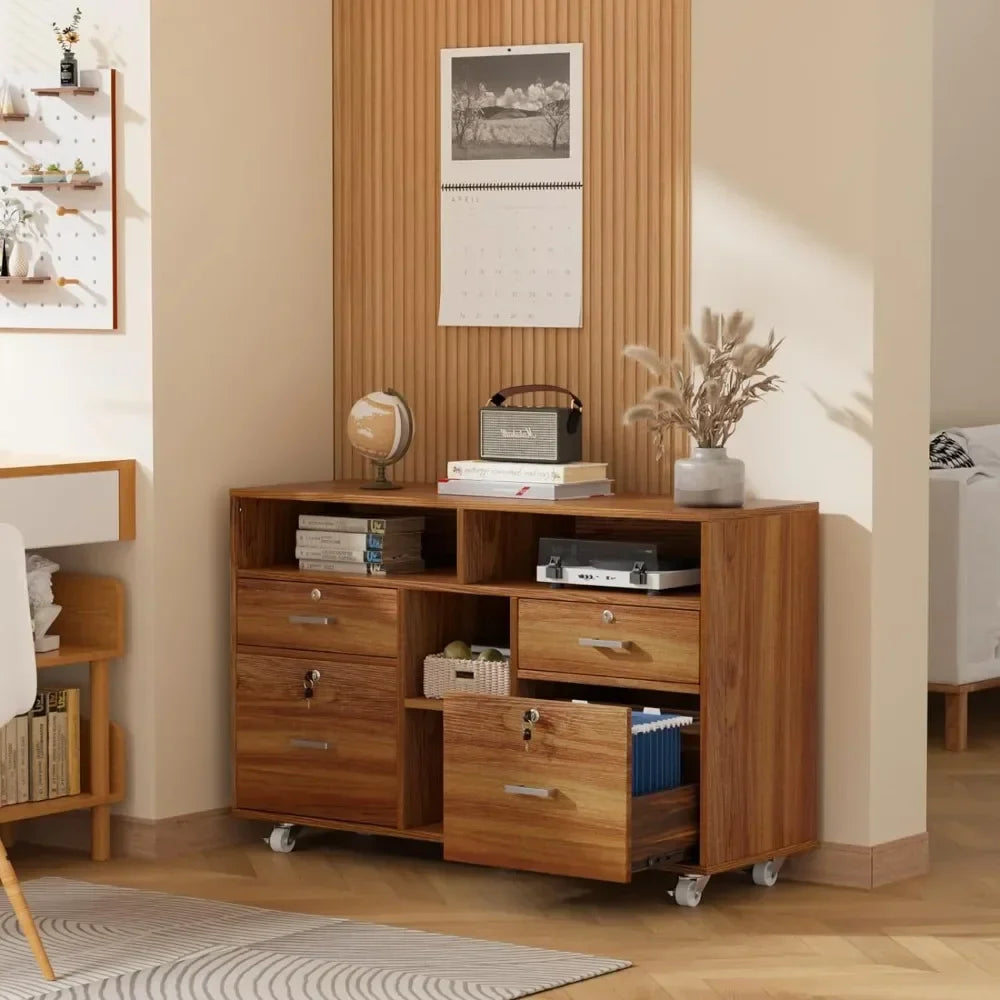 Wide 4-Drawer Office File Cabinet with Lock