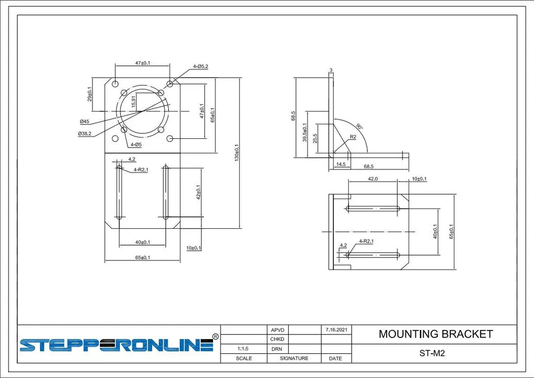 STEPPERONLINE Nema 17/23/34 Stepper Motor Mounting Bracket L Support Alloy Steel Stepping Motor Holder