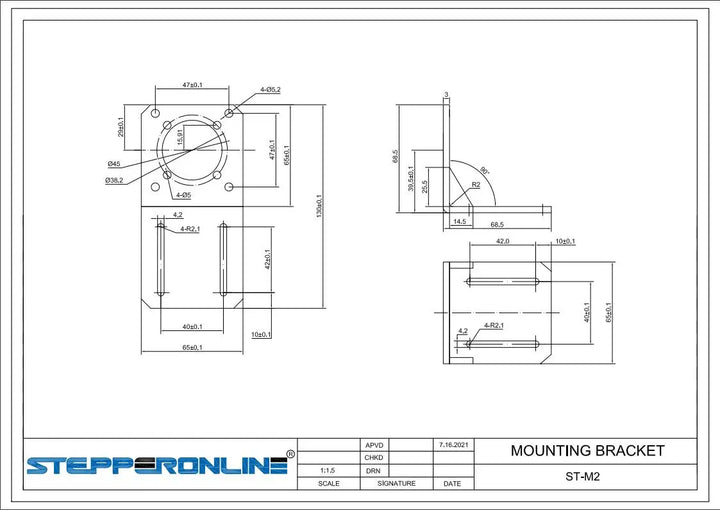 STEPPERONLINE Nema 17/23/34 Stepper Motor Mounting Bracket L Support Alloy Steel Stepping Motor Holder