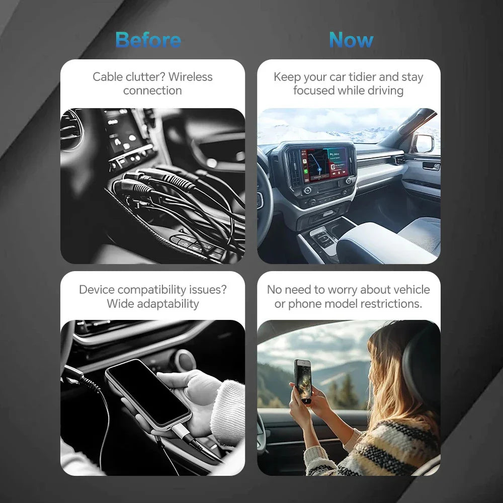 2025 NEW 2 In 1 Wireless Carplay AI Box Android Auto Plug And Play Applicable To Convert Original Car Wired Carplay To Wireless
