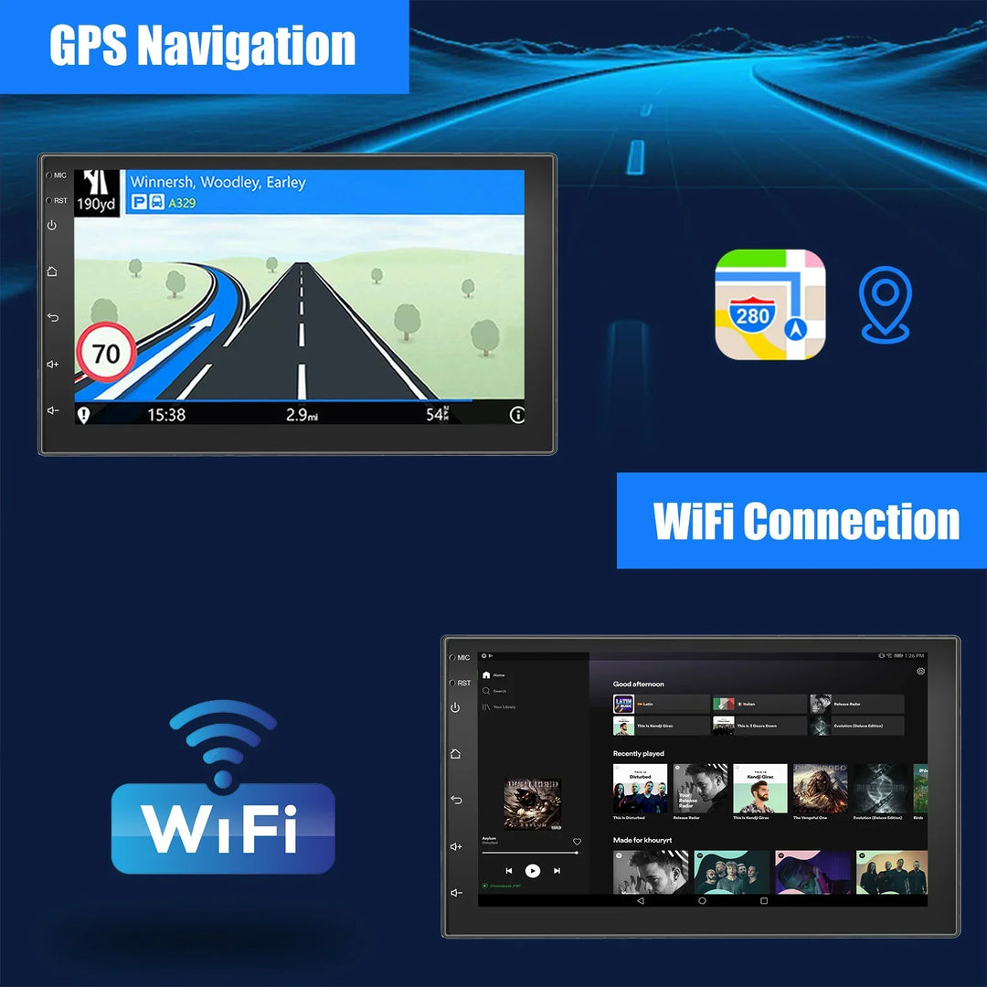 ESSGOO Car Stereo Radio Wireless CarPlay Android Auto 2 DIN 7" Car Stereo HD FM-Radio GPS Touch Screen Head Unit 4+64G DAB+AHD