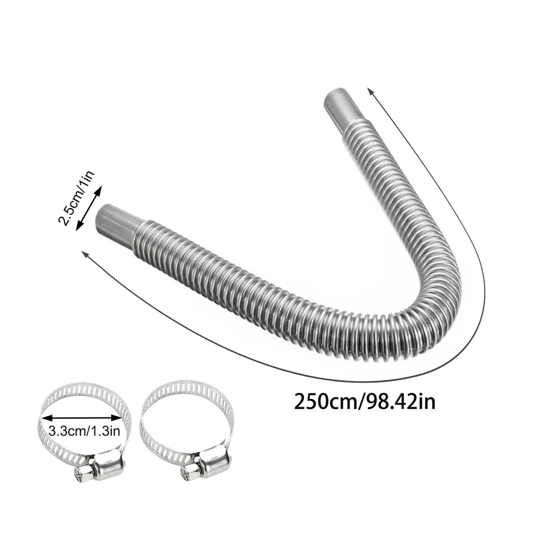 100cm/150cm/200cm/250cm/300cm 25mm Exhaust Pipe With Clamps Stainless Steel Exhaust Hose For Car Diesel Parking Heater