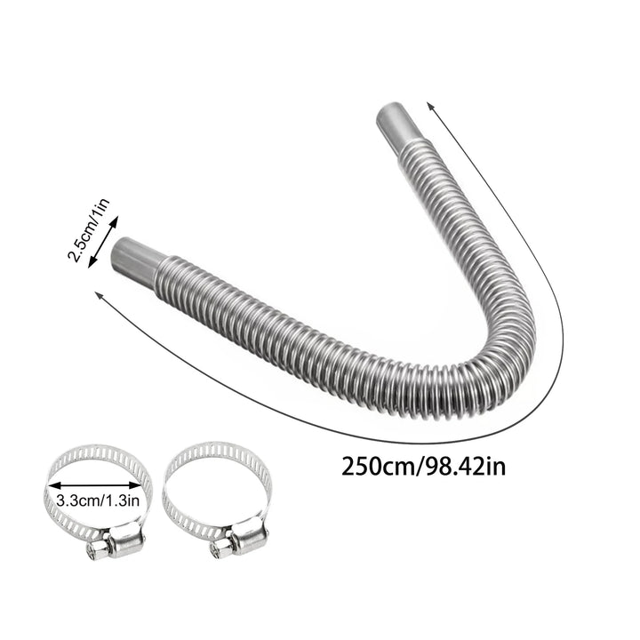 100cm/150cm/200cm/250cm/300cm 25mm Exhaust Pipe With Clamps Stainless Steel Exhaust Hose For Car Diesel Parking Heater