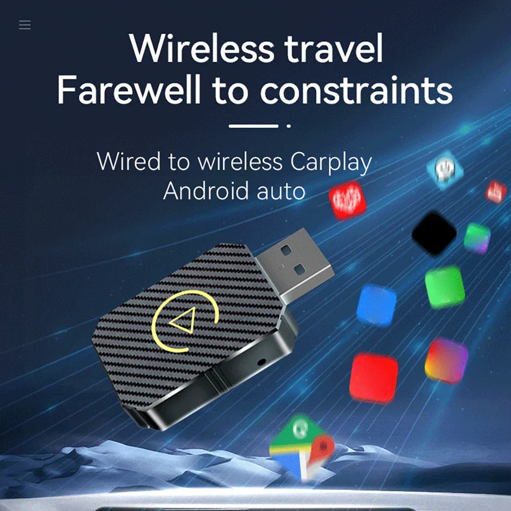 CarPlay AI Box BT WiFi Wireless Carplay Android Auto Adapter 2 in 1 Mini Box Plug&Play for OEM Wired CarPlay/Andriod Auto Cars