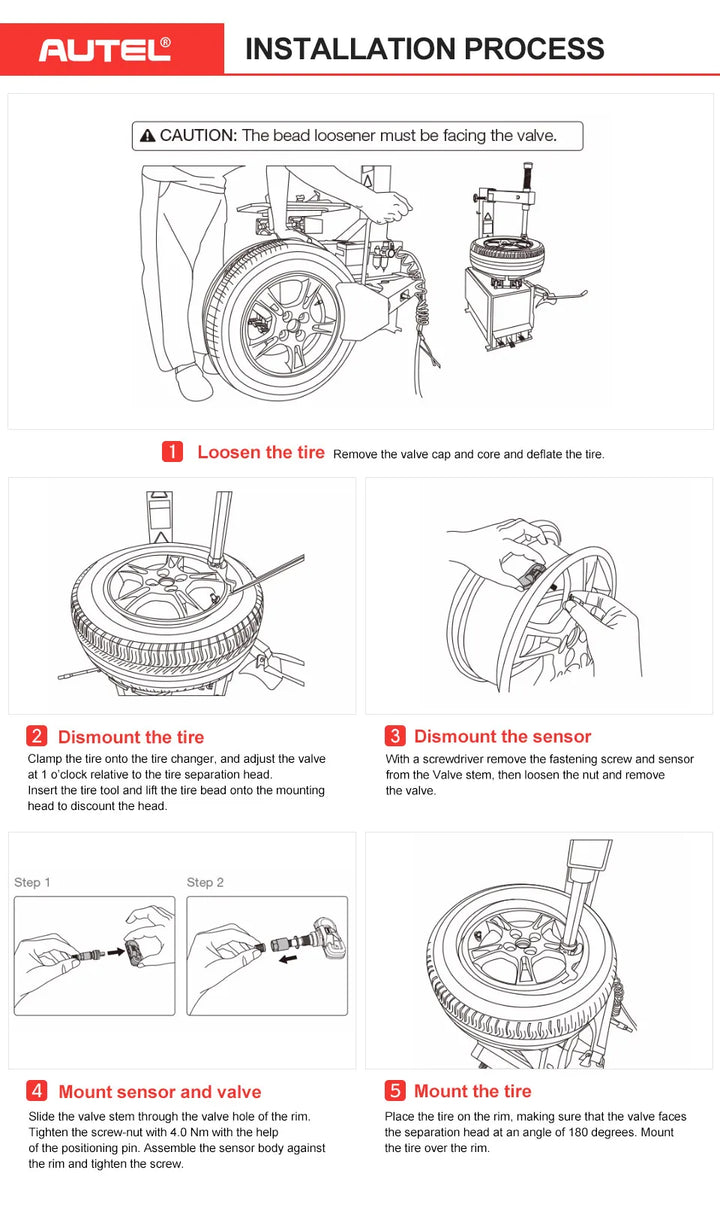 Autel TPMS Sensor MX-Sensor 2in1 315MHz + 433MHz Tire Replacement Sensor OE-Level Programmable & Cloneable TPMS Pressure Sensor