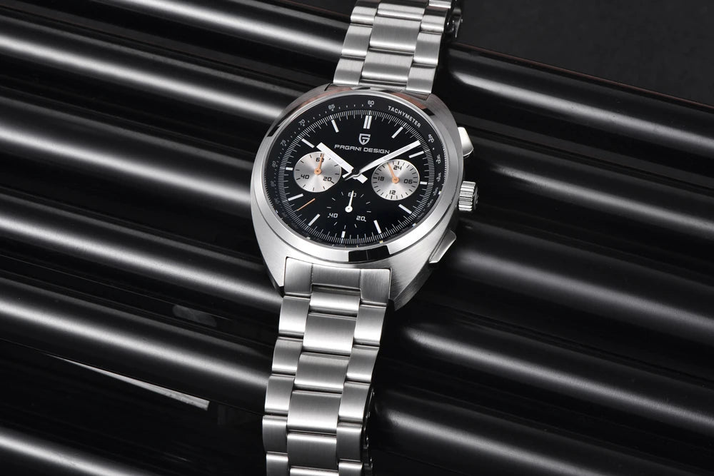 PAGANI DESIGN 2024 Retro Luxury Men's Watches Sports Chronograph VK63 Quartz Watch For Men AR Sapphire Waterproof Leather Clock