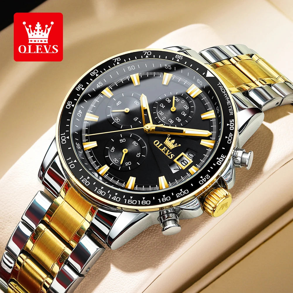 OLEVS Top Brand Men's Watches Casual Fashion Original Wristwatch Chronograph Waterproof Stainless Steel Luminous Date 2023 New