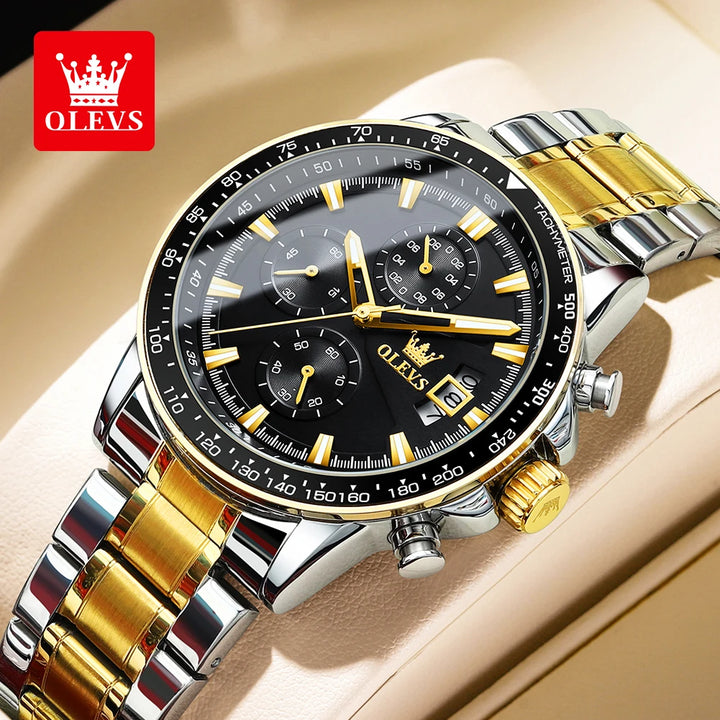 OLEVS Top Brand Men's Watches Casual Fashion Original Wristwatch Chronograph Waterproof Stainless Steel Luminous Date 2023 New