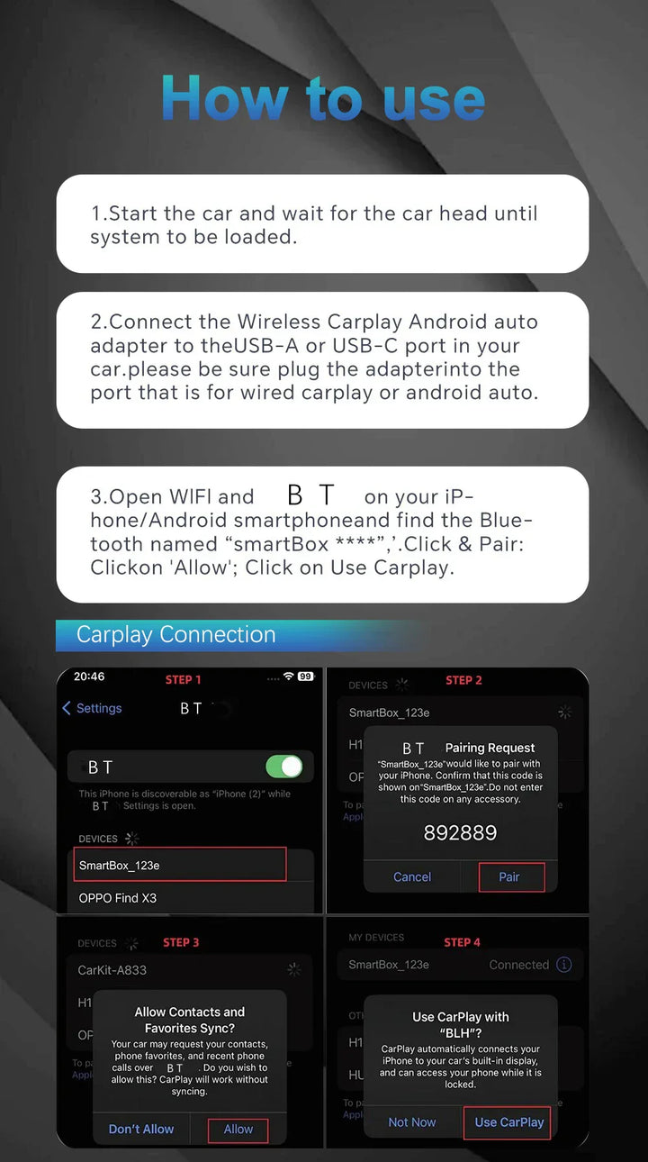 2025 NEW 2 In 1 Wireless Carplay AI Box Android Auto Plug And Play Applicable To Convert Original Car Wired Carplay To Wireless