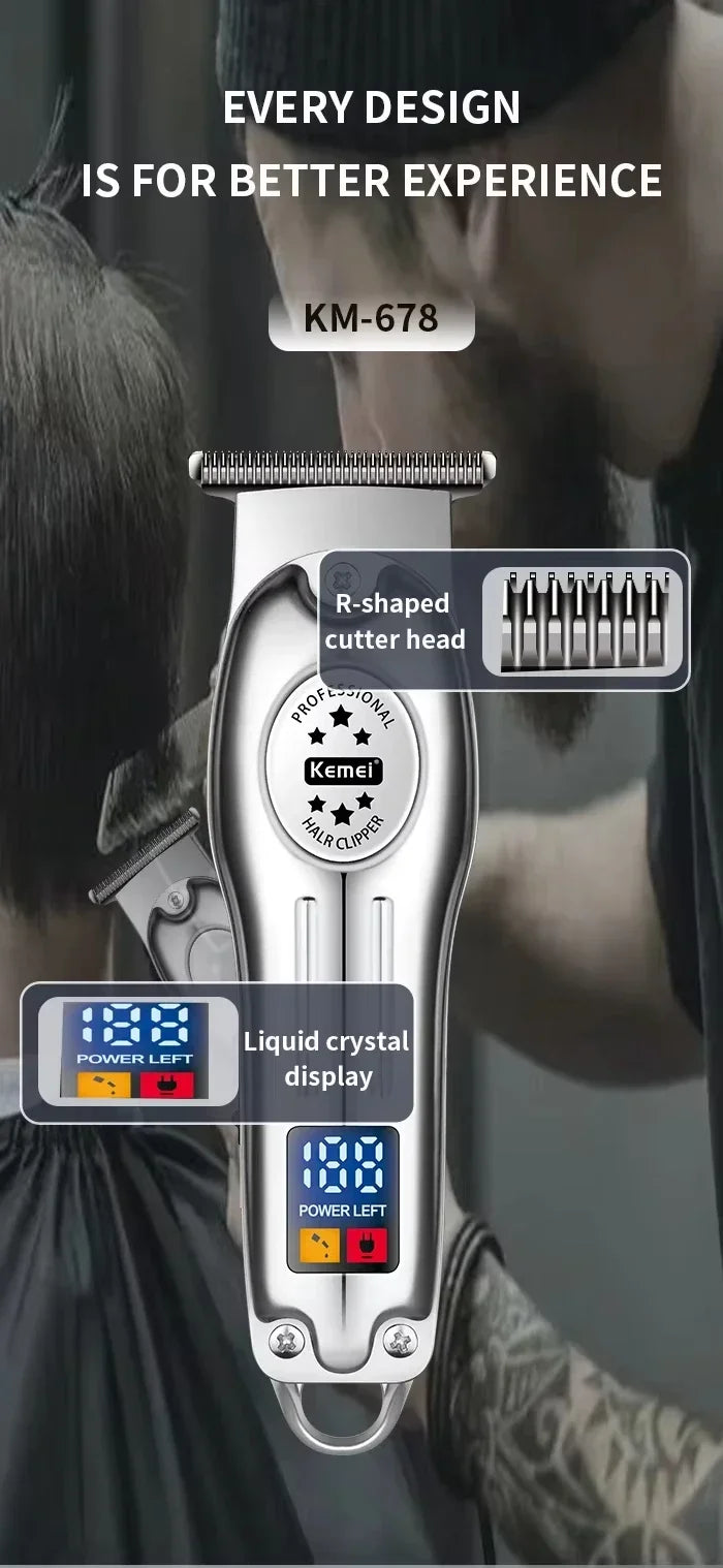 Kemei KM-2628 KM-678 KM-2024 Professional Electric Hair Clippers Beard Clipper Rechargeable Men's Shaver Hair Trimmer Kit Men